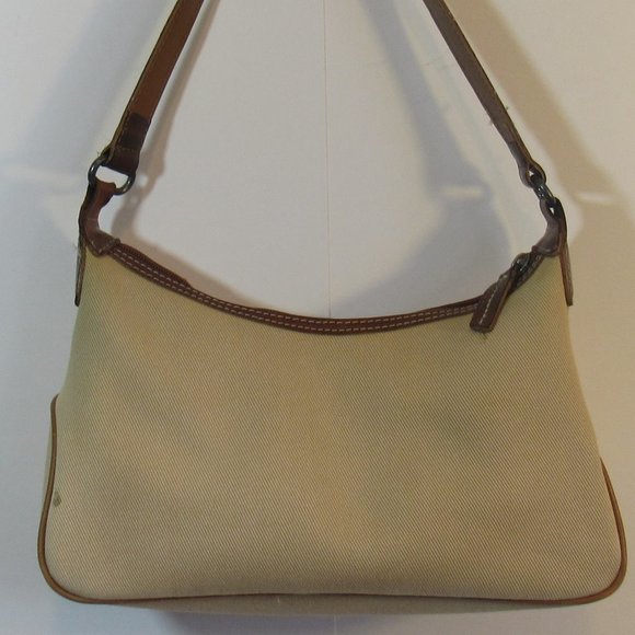 Fossil Minimalist Canvas Sholder Bag Double Handles Zipped Two Tone Brown Read - Picture 1 of 8